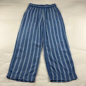 Old Navy Bright Blue Striped Linen Blend High Rise Wide Leg Lounge Pant M